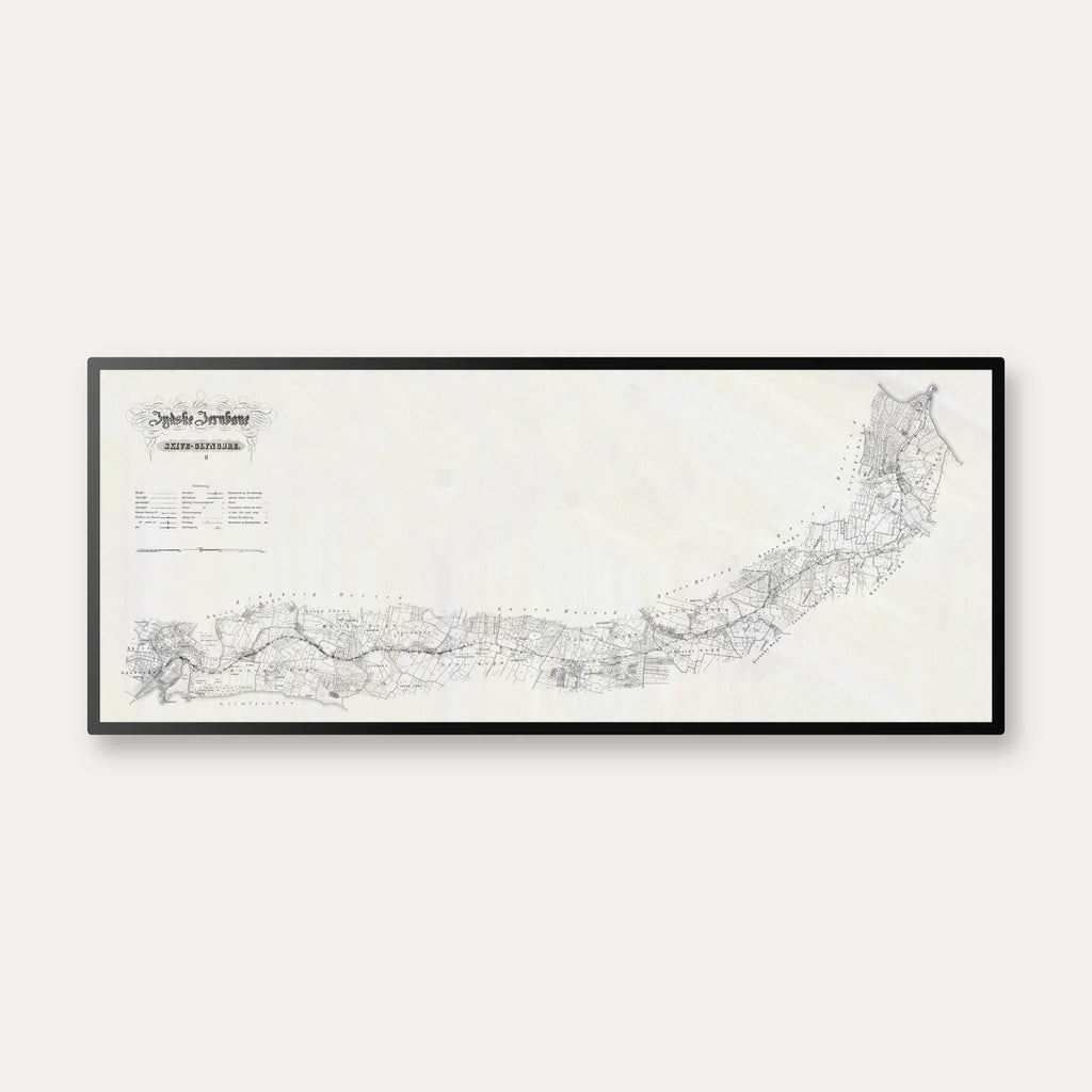 Skive - Glyngøre 1880 - Historisk jernbanekort - 85×35 cm – billede 1
