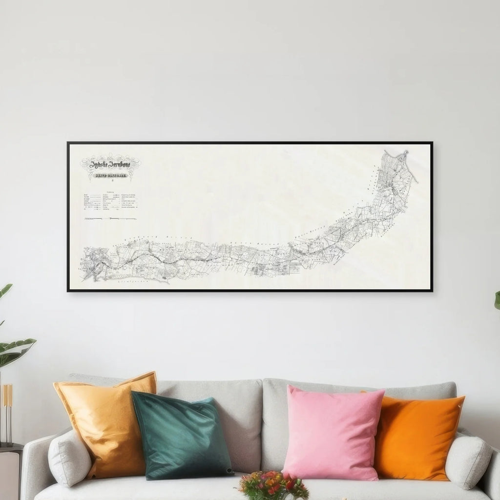 Skive - Glyngøre 1880 - Historisk jernbanekort - 85×35 cm – billede 3