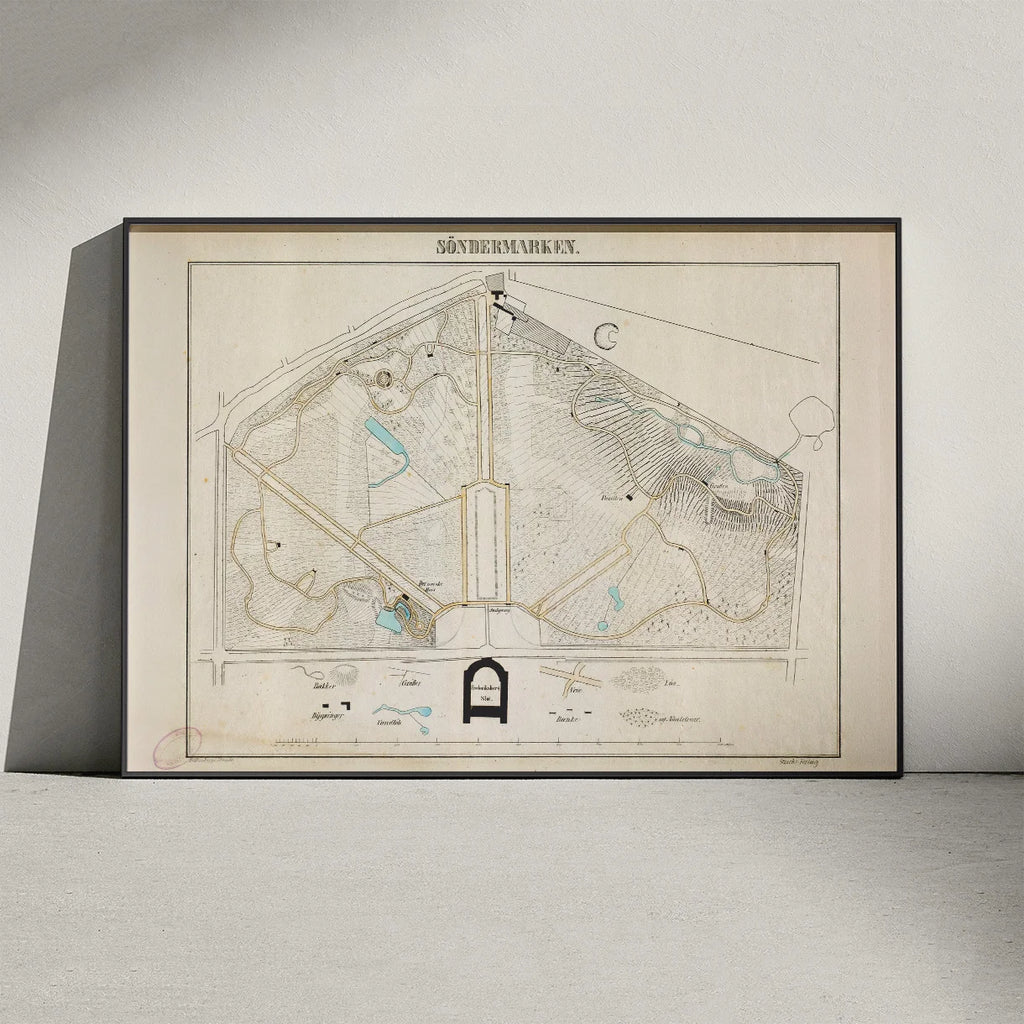 Søndermarken 1847 - Koloreret litografi af Frederiksberg Have – billede 3