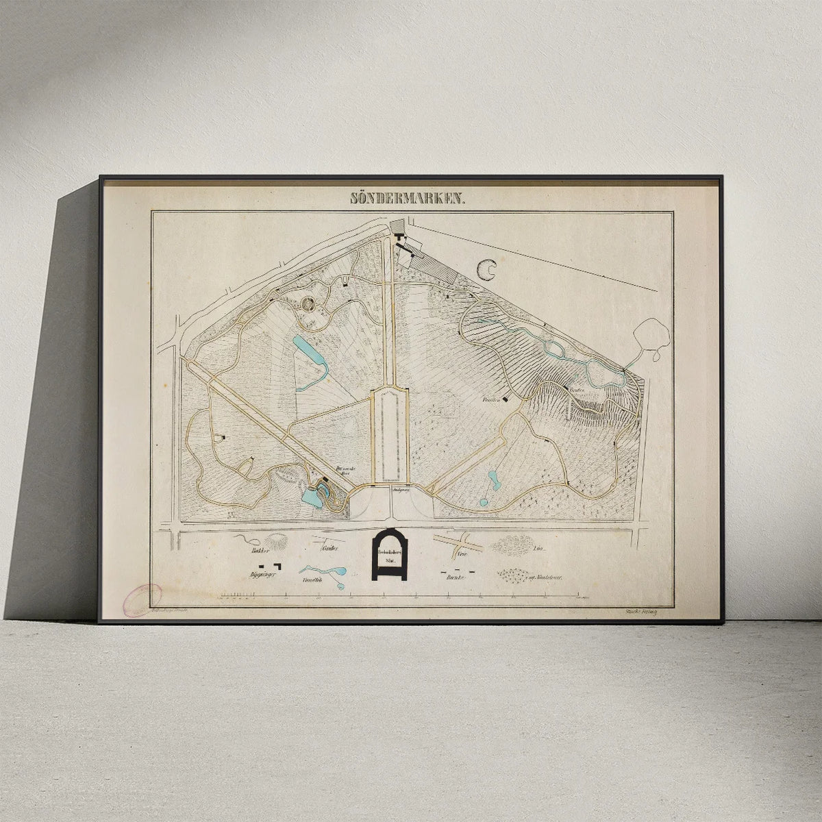 Søndermarken 1847 - Koloreret litografi af Frederiksberg Have – billede 3