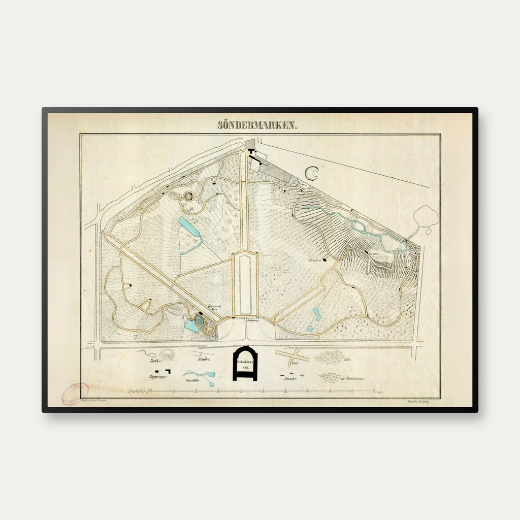 Søndermarken 1847 - Koloreret litografi af Frederiksberg Have – billede 1