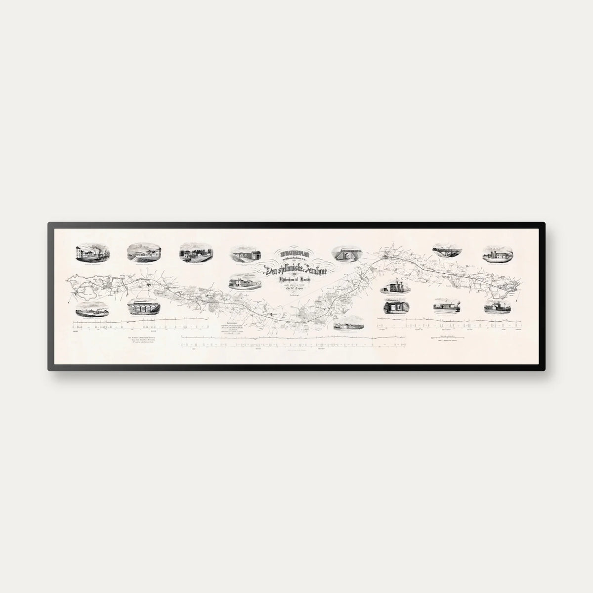 Jernbanen København - Korsør 1870-1880 - Historisk jernbaneplan - 100×30 cm – billede 1