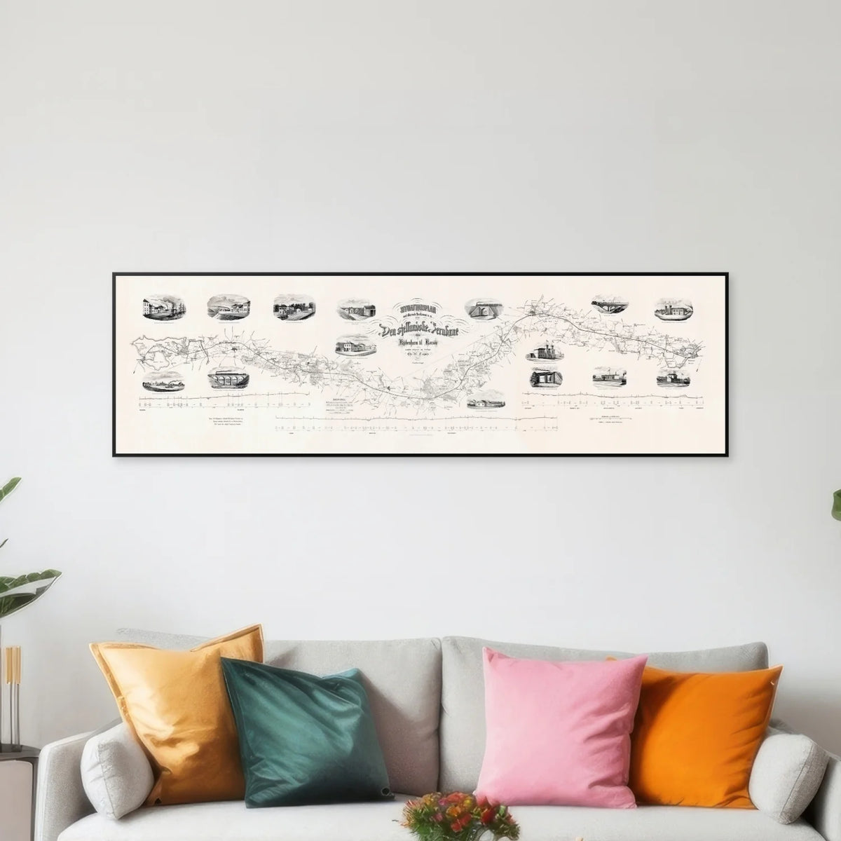 Jernbanen København - Korsør 1870-1880 - Historisk jernbaneplan - 100×30 cm – billede 3
