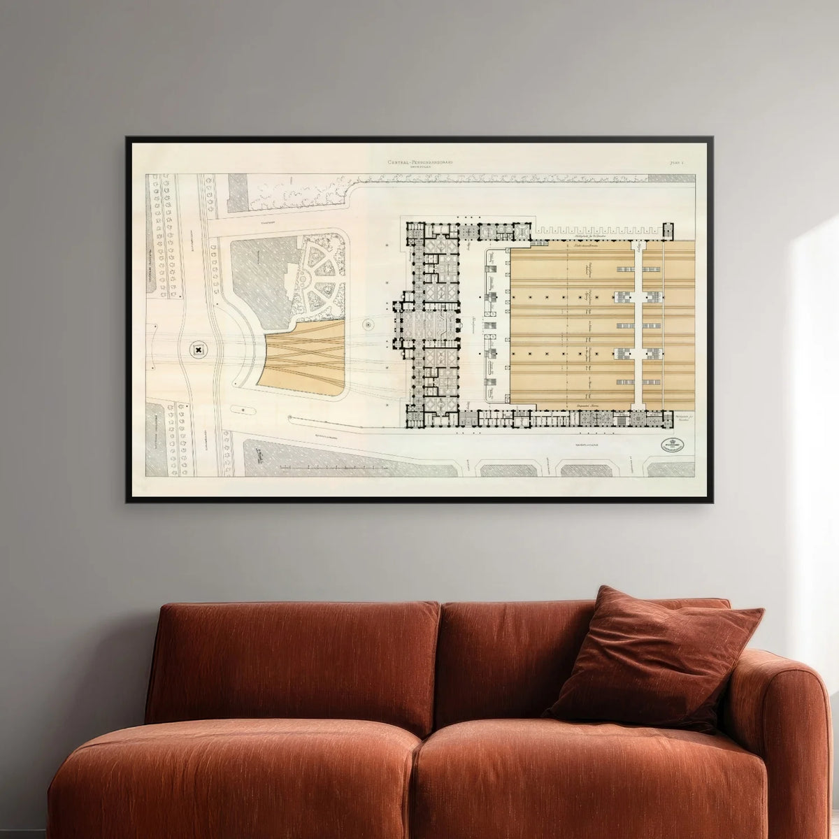 Central Personbanegård ved København 1892 - Historisk jernbaneplan - 80×50 cm – billede 2