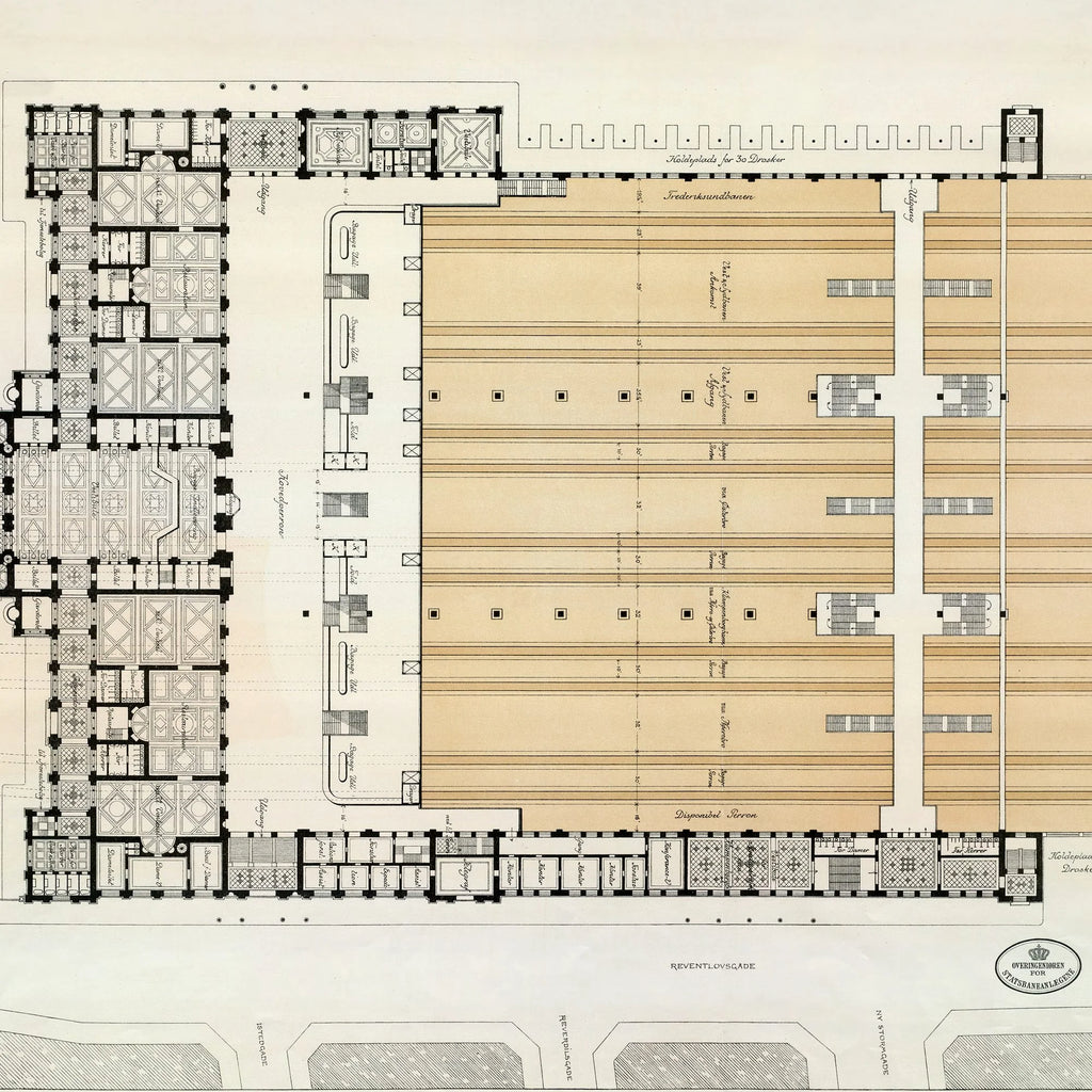 Central Personbanegård ved København 1892 - Historisk jernbaneplan - 80×50 cm – billede 4