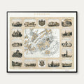 København med Nordbanen 1861 - Historisk bykort - 60×52 cm – billede 1