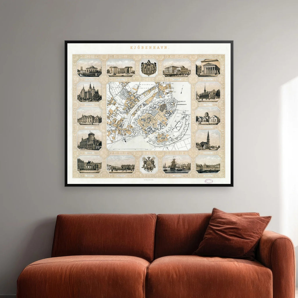 København med Nordbanen 1861 - Historisk bykort - 60×52 cm – billede 2