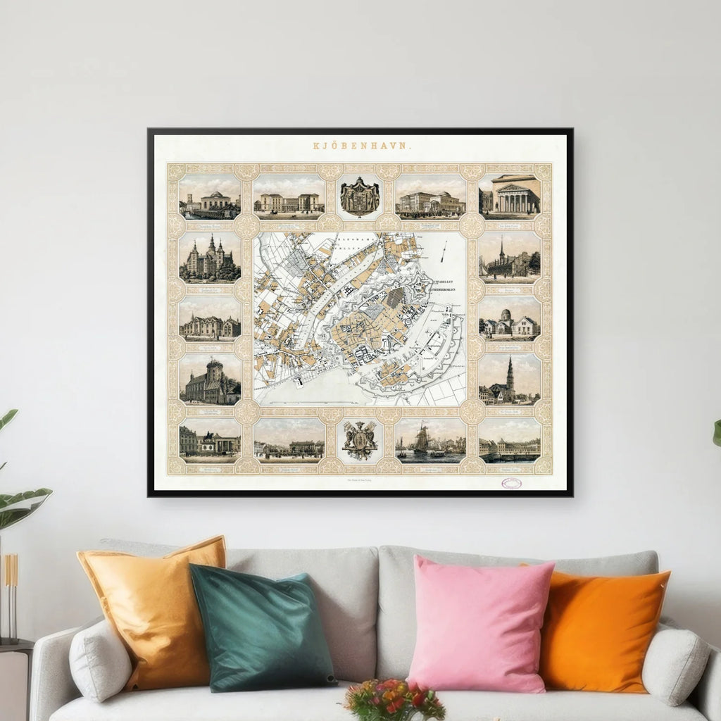 København med Nordbanen 1861 - Historisk bykort - 60×52 cm – billede 3