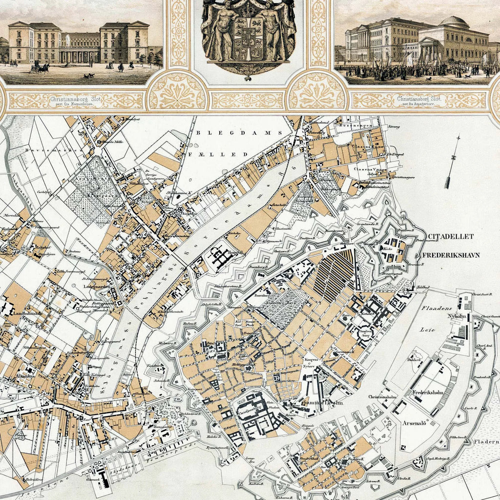 København med Nordbanen 1861 - Historisk bykort - 60×52 cm – billede 4