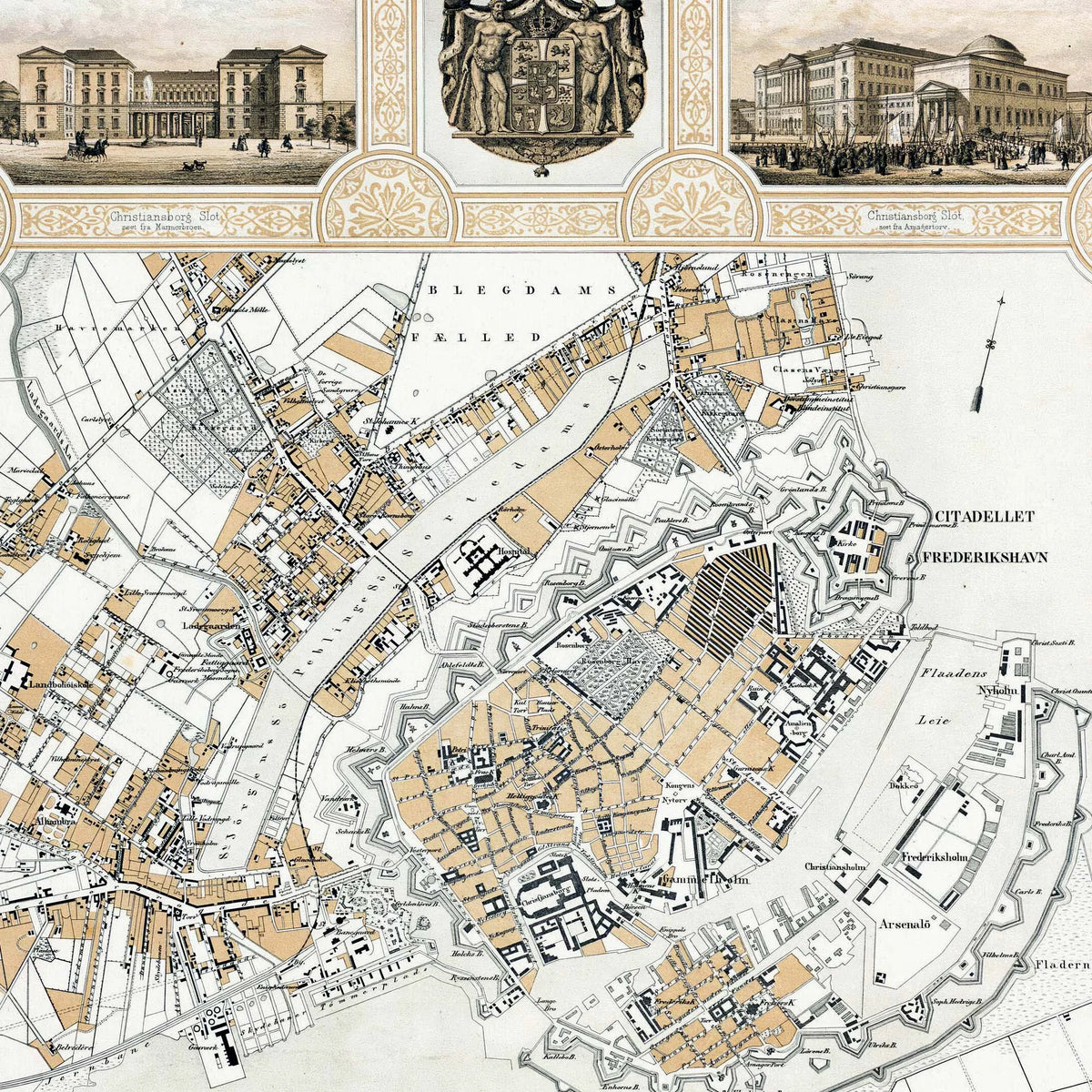 København med Nordbanen 1861 - Historisk bykort - 60×52 cm – billede 4