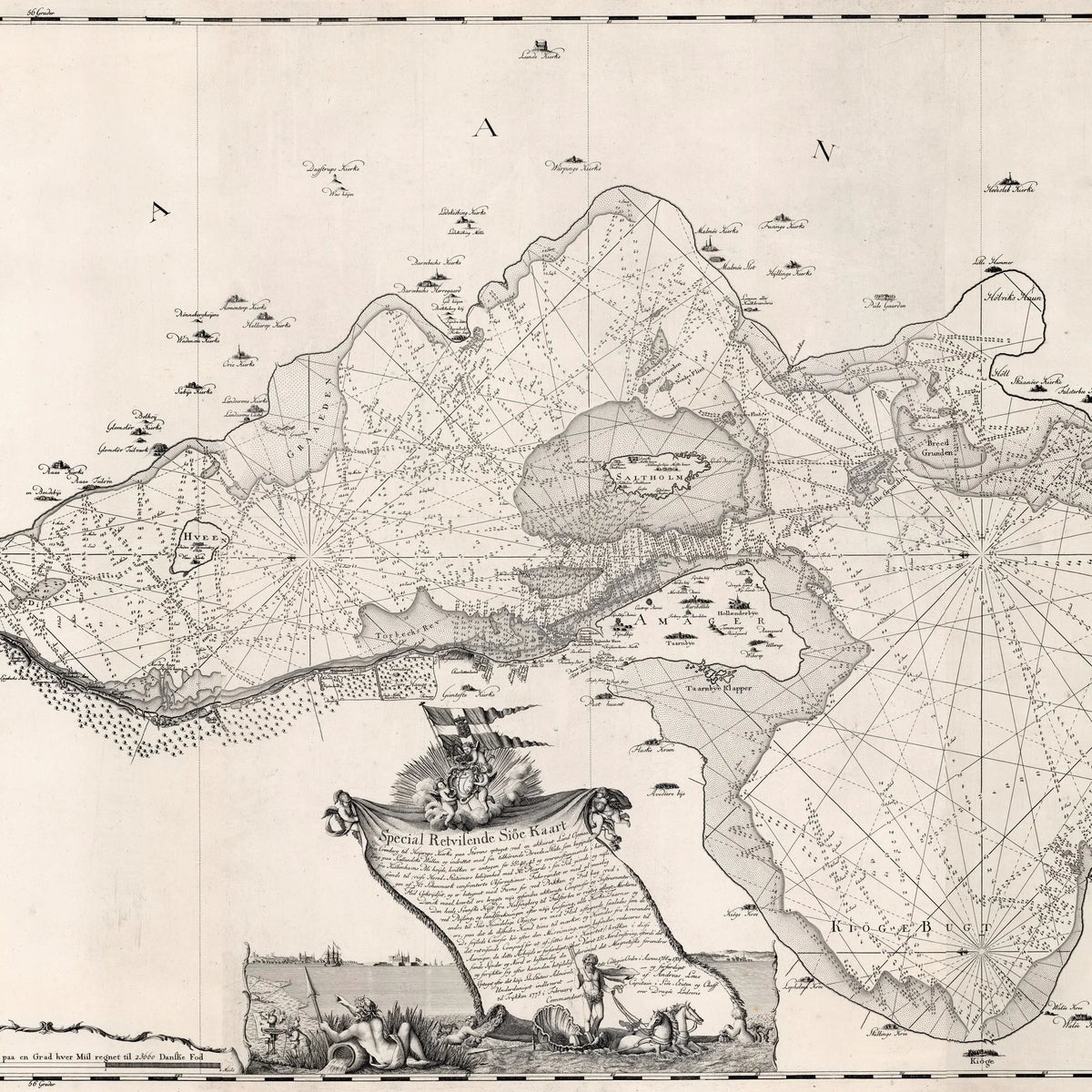 Øresund 1775 - Historisk søkort fra Kronborg til Stevns - 90×47 cm – billede 4