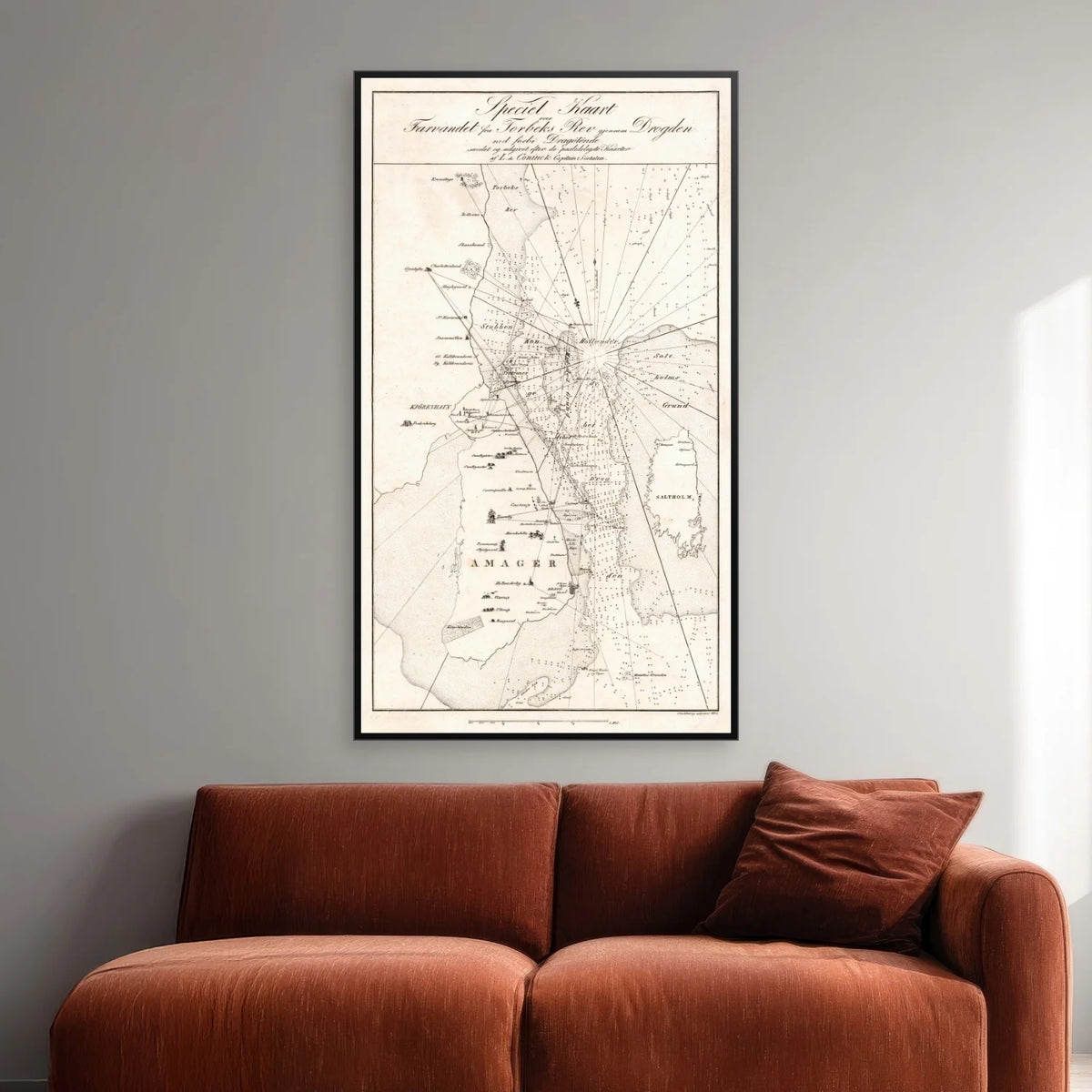 Farvandet ved Tårbæk og Dragør 1832 - Historisk søkort - 46×80 cm – billede 2