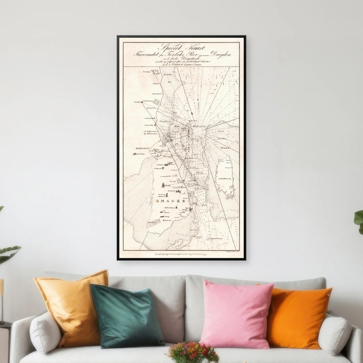 Farvandet ved Tårbæk og Dragør 1832 - Historisk søkort - 46×80 cm – billede 3
