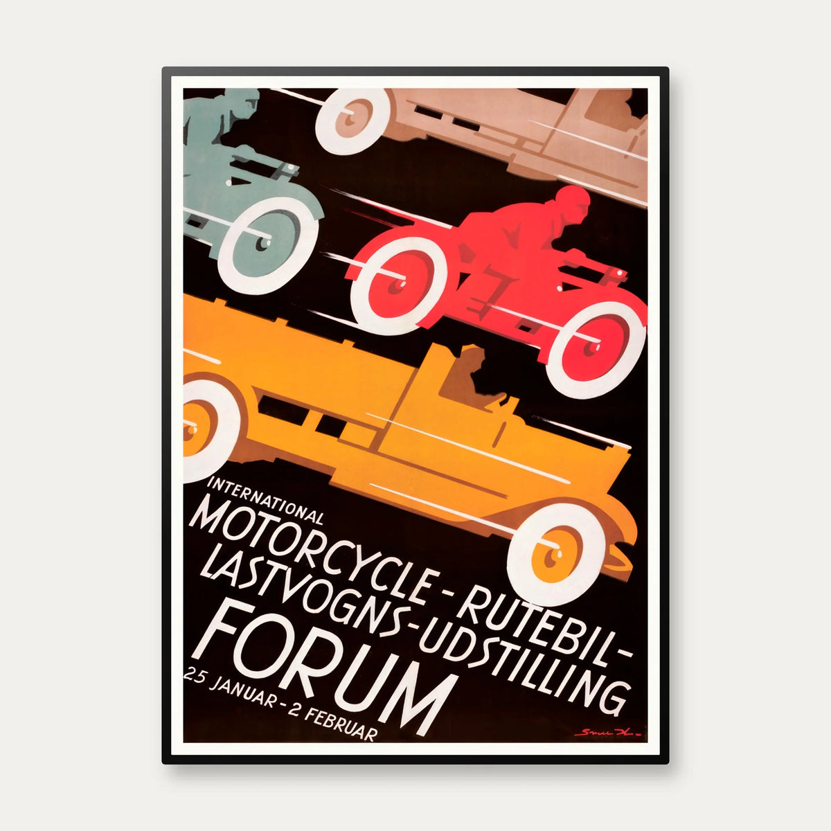 Automobiludstillingen i Forum 1930 - Plakat af Sven Henriksen - 40×55 cm – billede 1