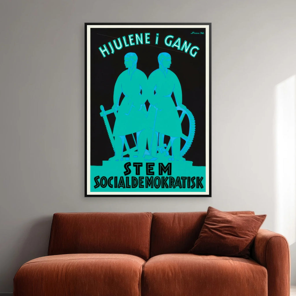 Hjulene i gang, Socialdemokratiet 1926 - Valgplakat af Sven Henriksen - 40×55 cm – billede 2