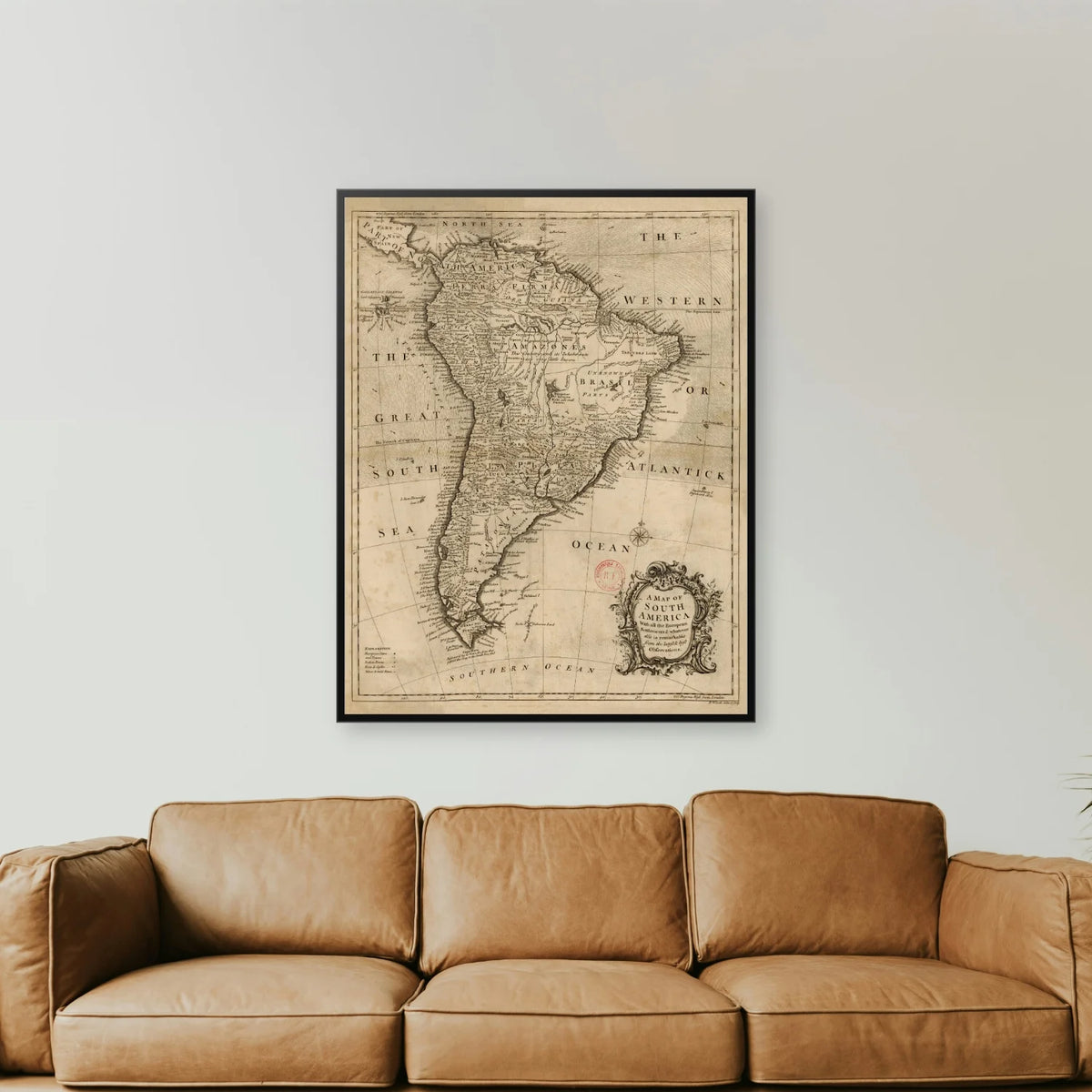Sydamerika 1770 - Historisk kort af Richard William Seale - 50×75 cm – billede 2