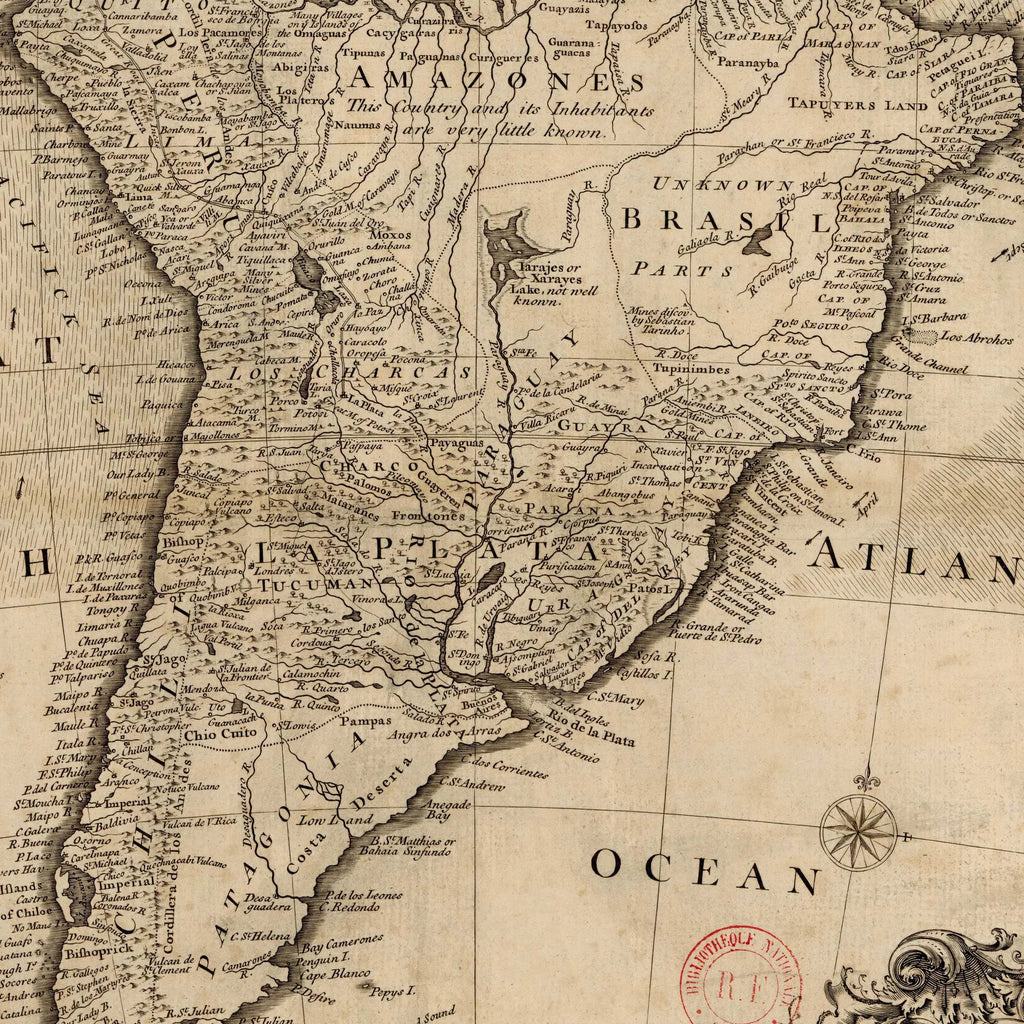 Sydamerika 1770 - Historisk kort af Richard William Seale - 50×75 cm – billede 4