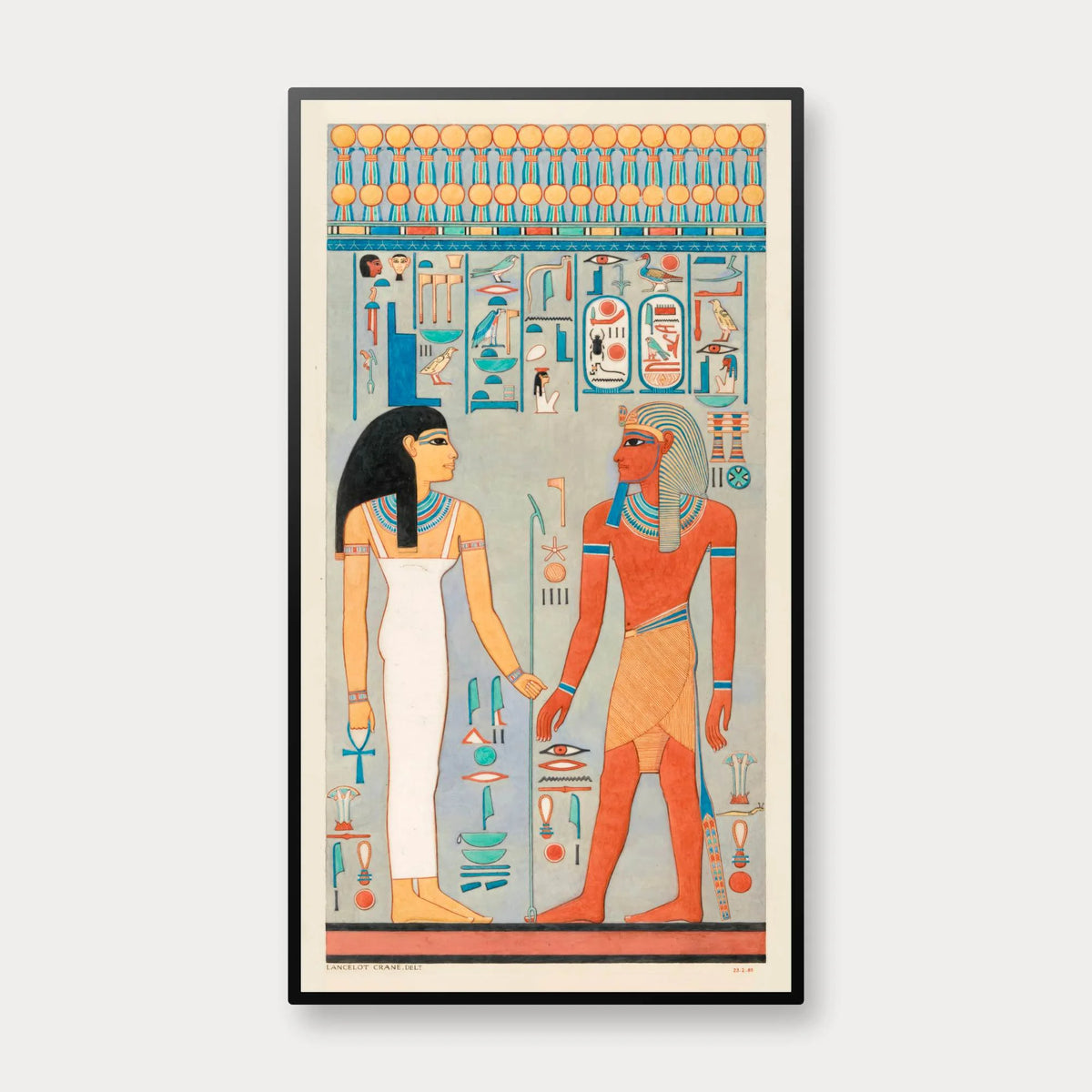 Kongen og Isis - Motiv fra Horemhebs grav - 45×80 cm – billede 1