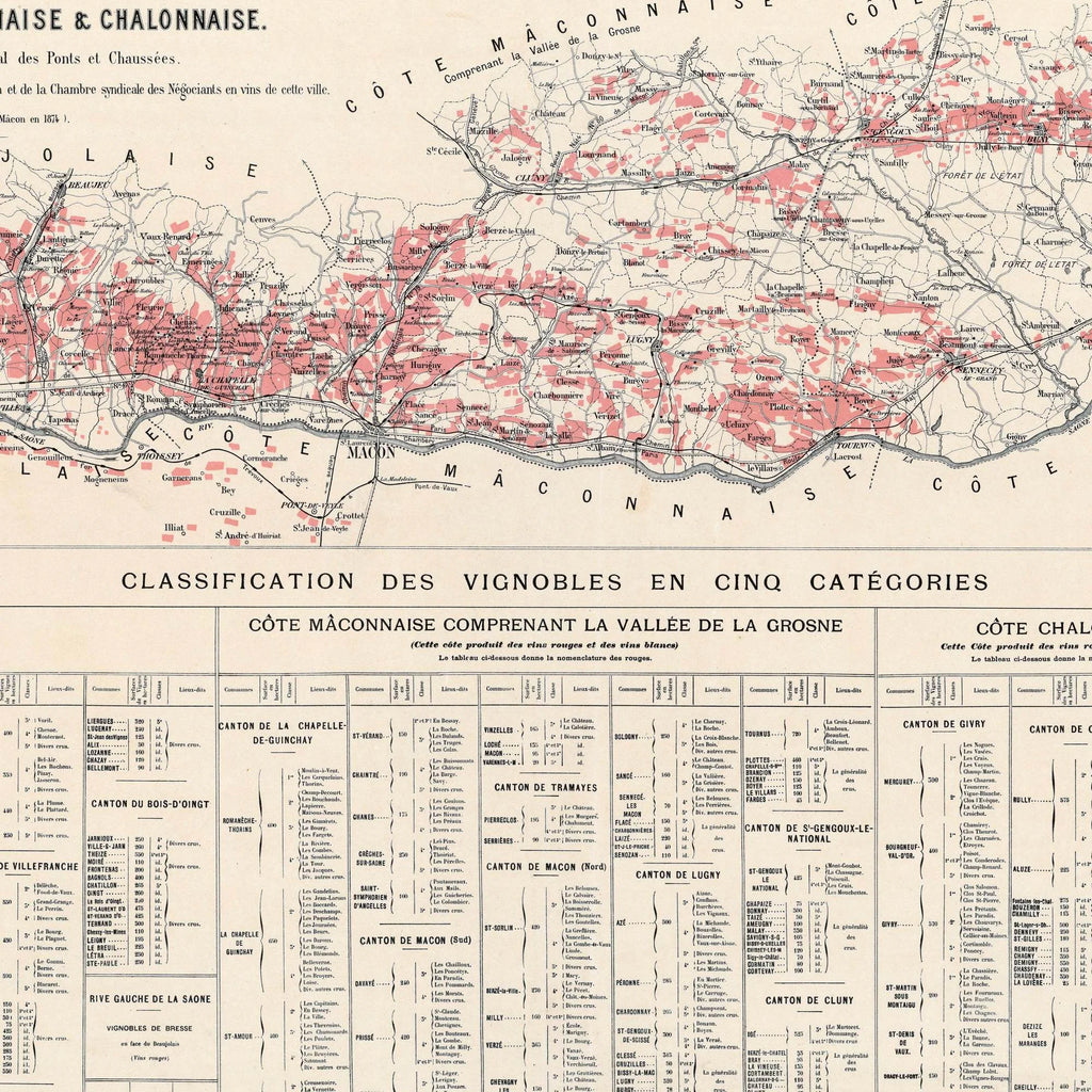 Beaujolais, Mâconnais og Châlonnais 1901 - Historisk vinkort – billede 4