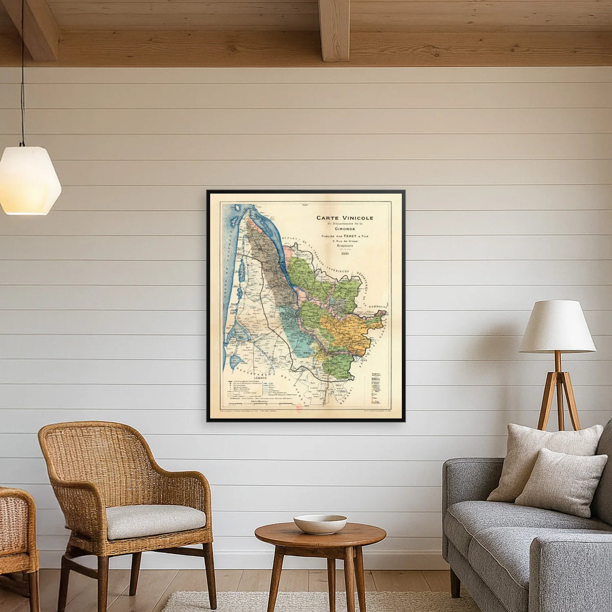Gironde 1930 - Historisk vinkort fra Bordeaux - 60×70 cm – billede 3