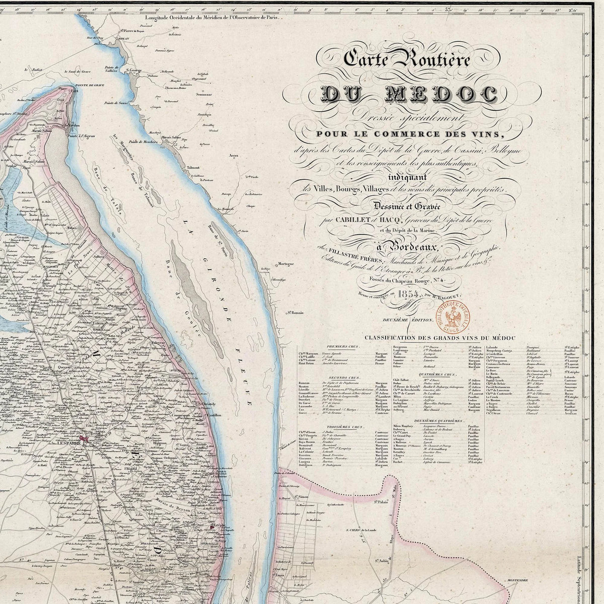 Médoc 1854 - Vinkort med veje og vingårde – billede 4