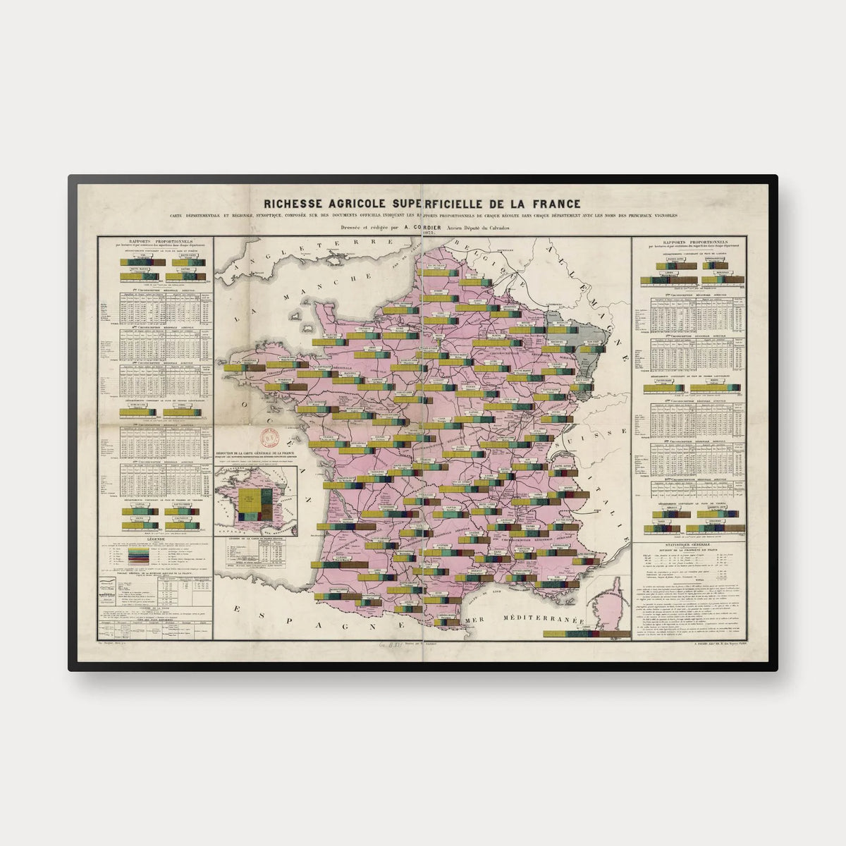 Frankrig 1875 - Historisk landbrugskort – billede 1