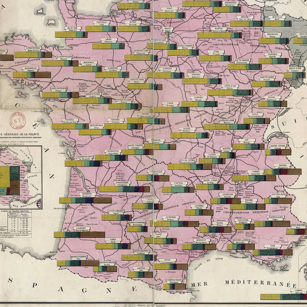 Frankrig 1875 - Historisk landbrugskort – billede 4