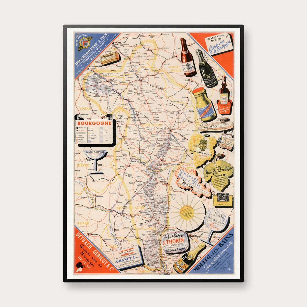 Bourgogne 1945 - Historisk vinkort – billede 1