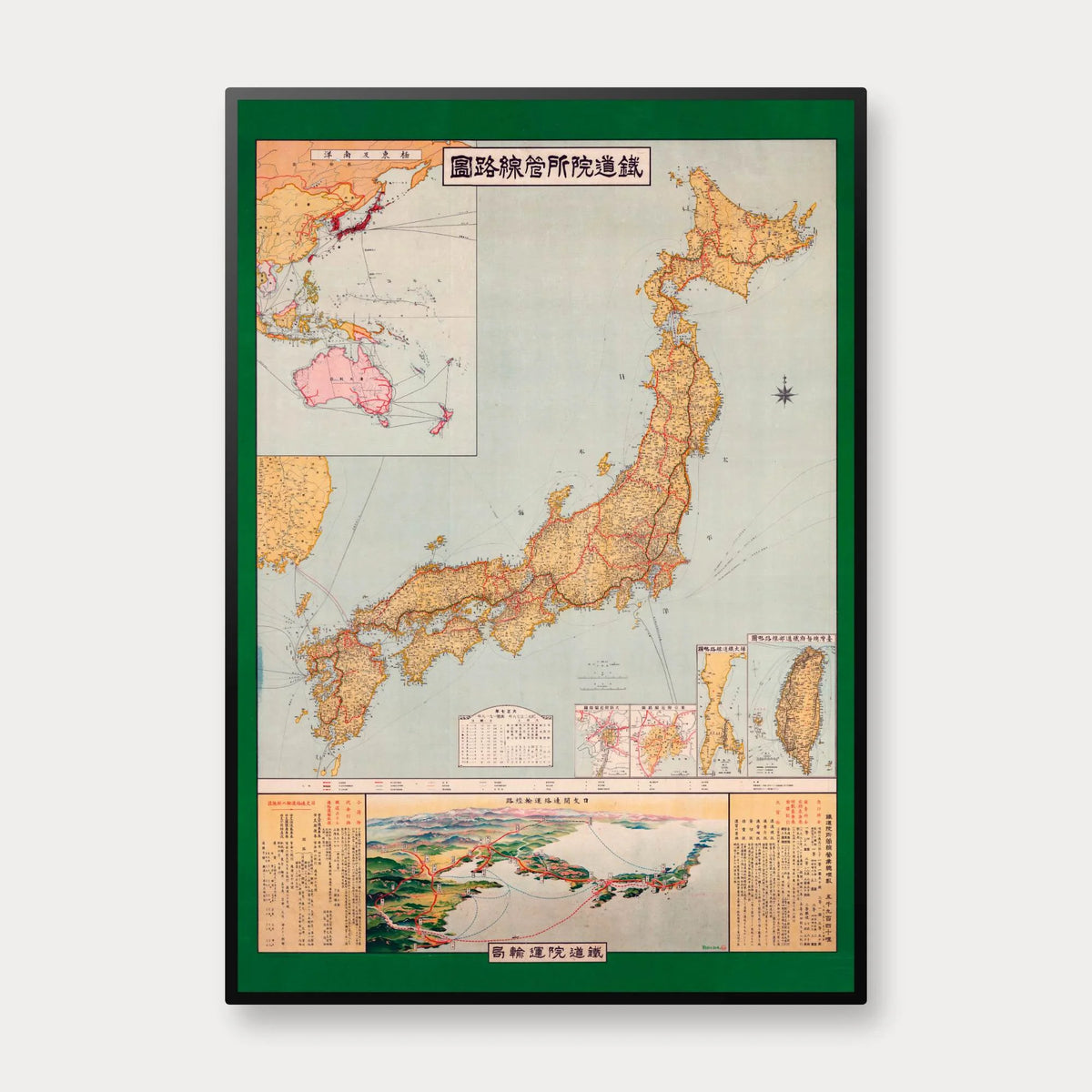 Japan 1918 - Historisk jernbanekort – billede 1