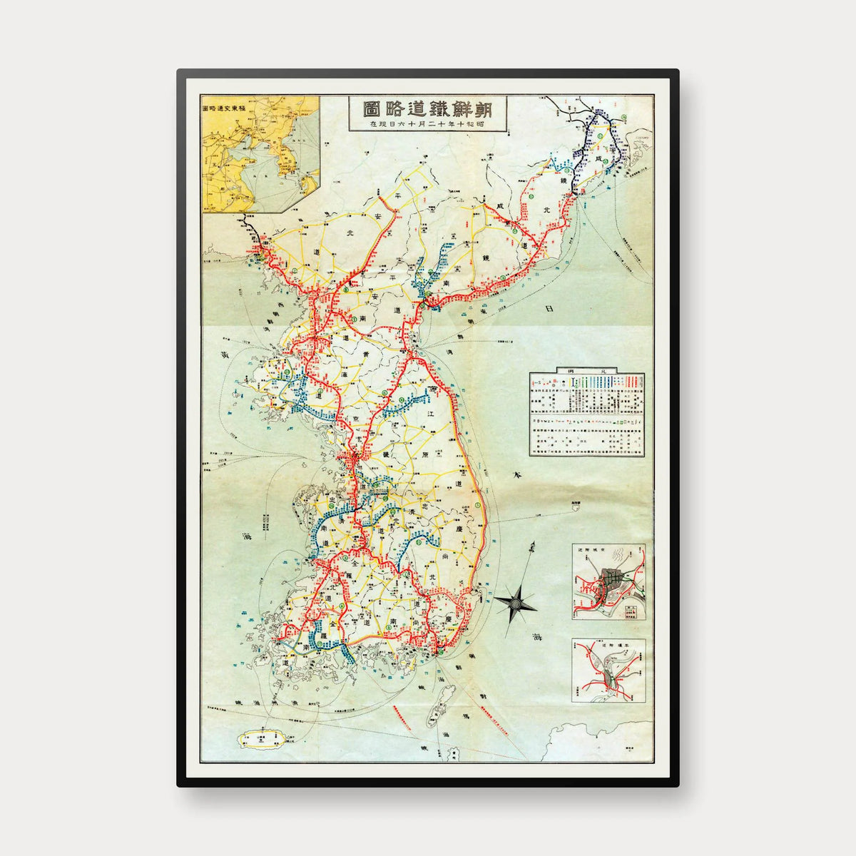 Korea 1936 - Historisk jernbanekort – billede 1