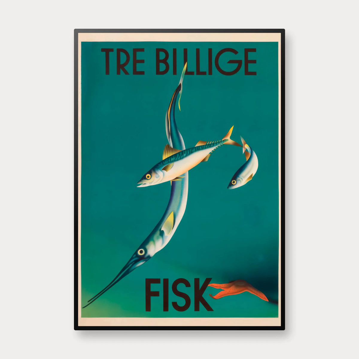Tre billige fisk 1938 - Dansk reklameplakat - 35×50 cm – billede 1