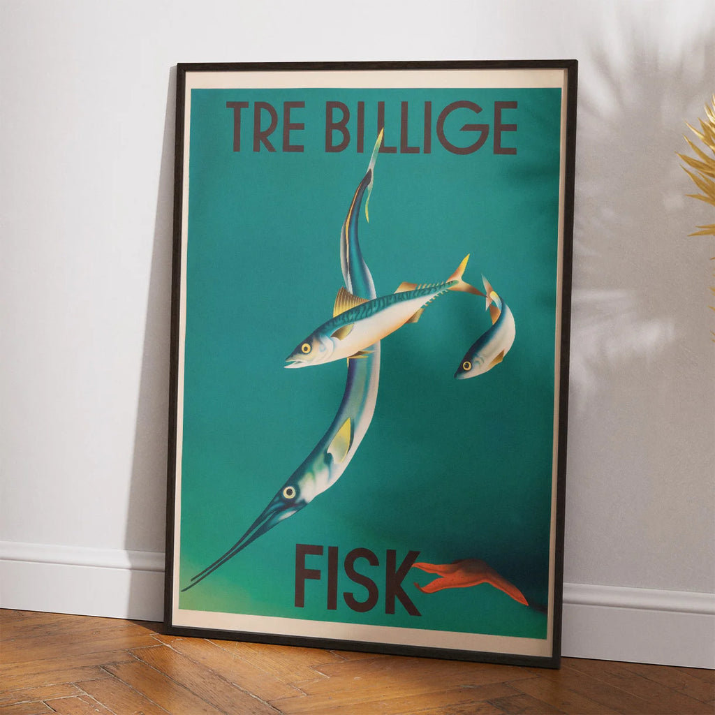 Tre billige fisk 1938 - Dansk reklameplakat - 35×50 cm – billede 2