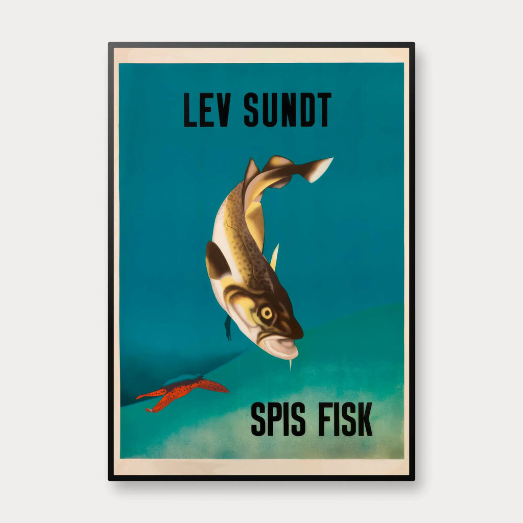 Lev sundt, spis fisk 1938 - André Ras - 35×50 cm – billede 1