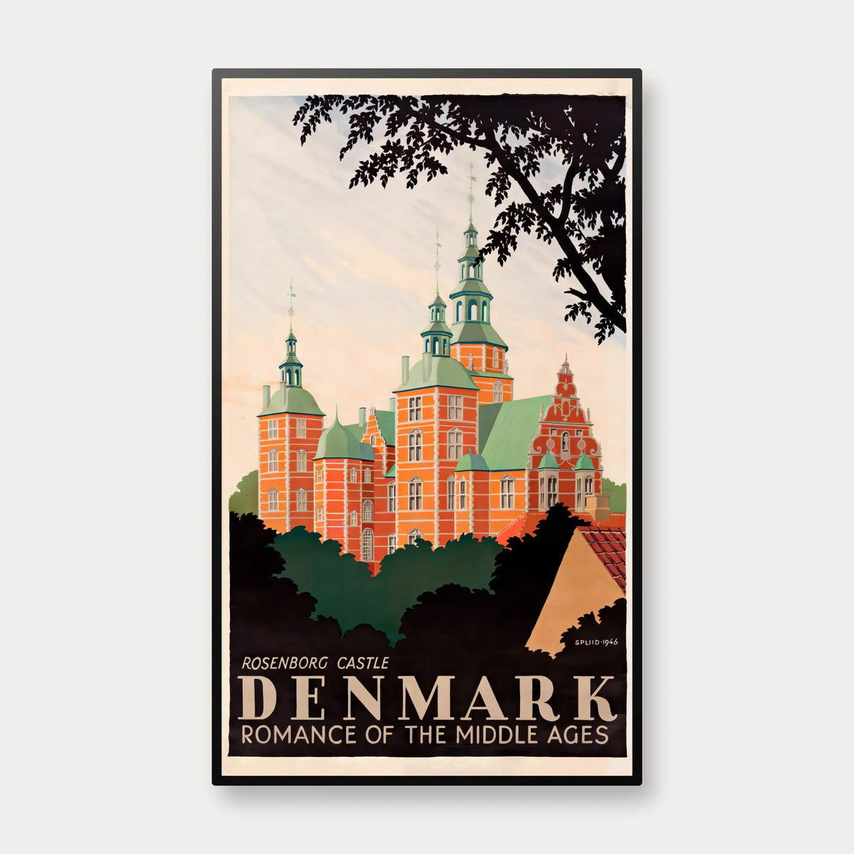 Rosenborg Slot 1946 - Turistplakat af Hakon Spliid - 30×50 cm – billede 1