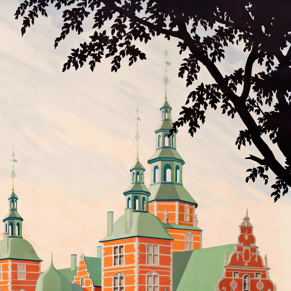 Rosenborg Slot 1946 - Turistplakat af Hakon Spliid - 30×50 cm – billede 4