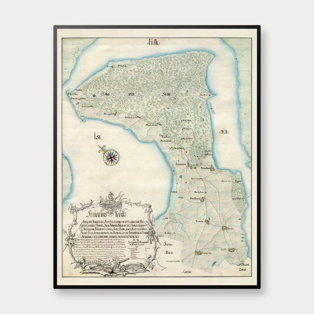 Jægerspris Slot og omegn - Historisk kort fra 1700-tallet - 55×70 cm – billede 1