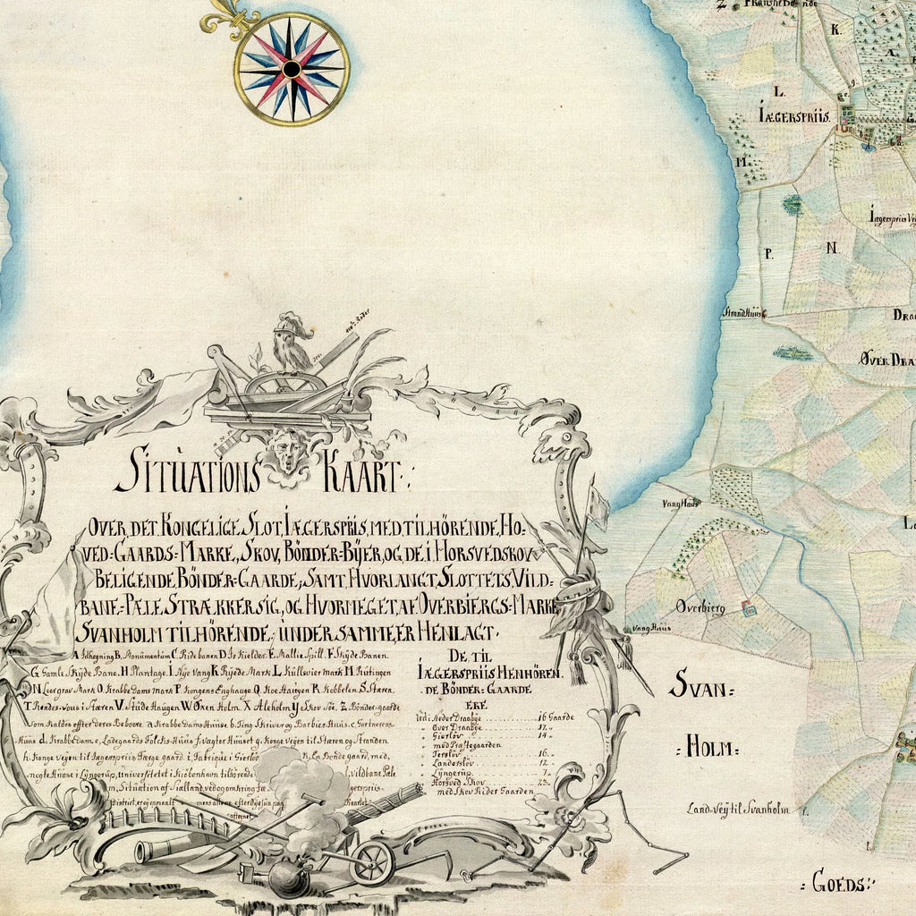Jægerspris Slot og omegn - Historisk kort fra 1700-tallet - 55×70 cm – billede 4
