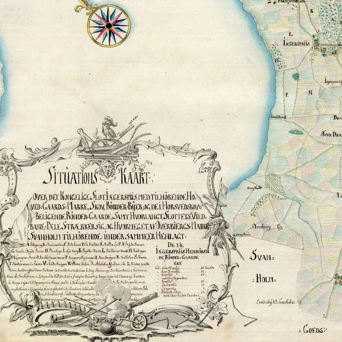Jægerspris Slot og omegn - Historisk kort fra 1700-tallet - 55×70 cm – billede 4