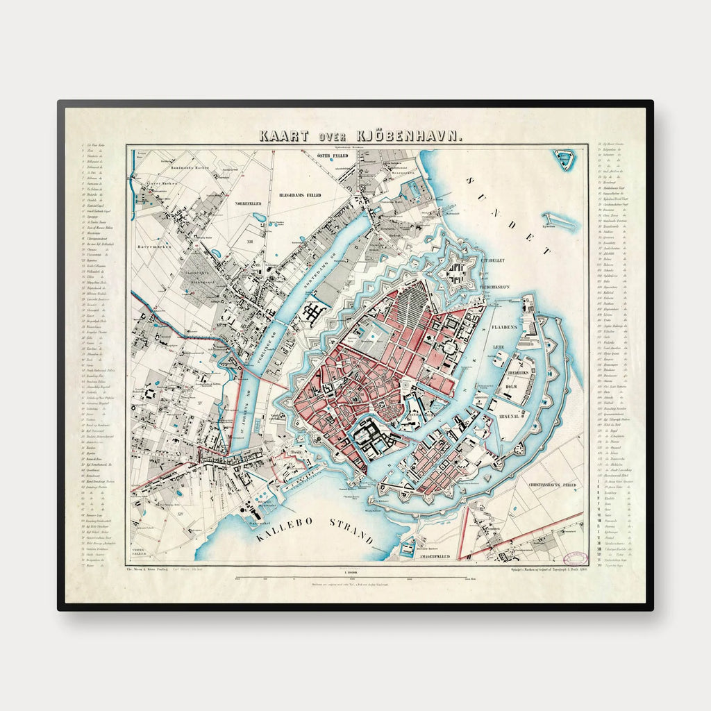 København 1860 - Historisk bykort af L. Both - 70×60 cm – billede 1