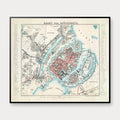 København 1860 - Historisk bykort af L. Both - 70×60 cm – billede 1