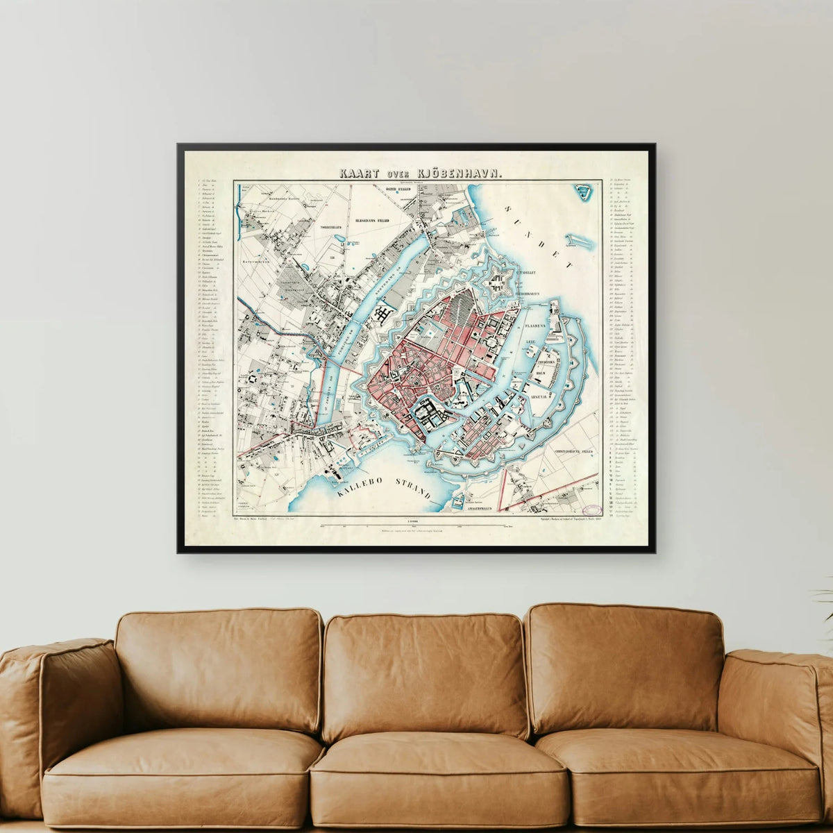 København 1860 - Historisk bykort af L. Both - 70×60 cm – billede 2