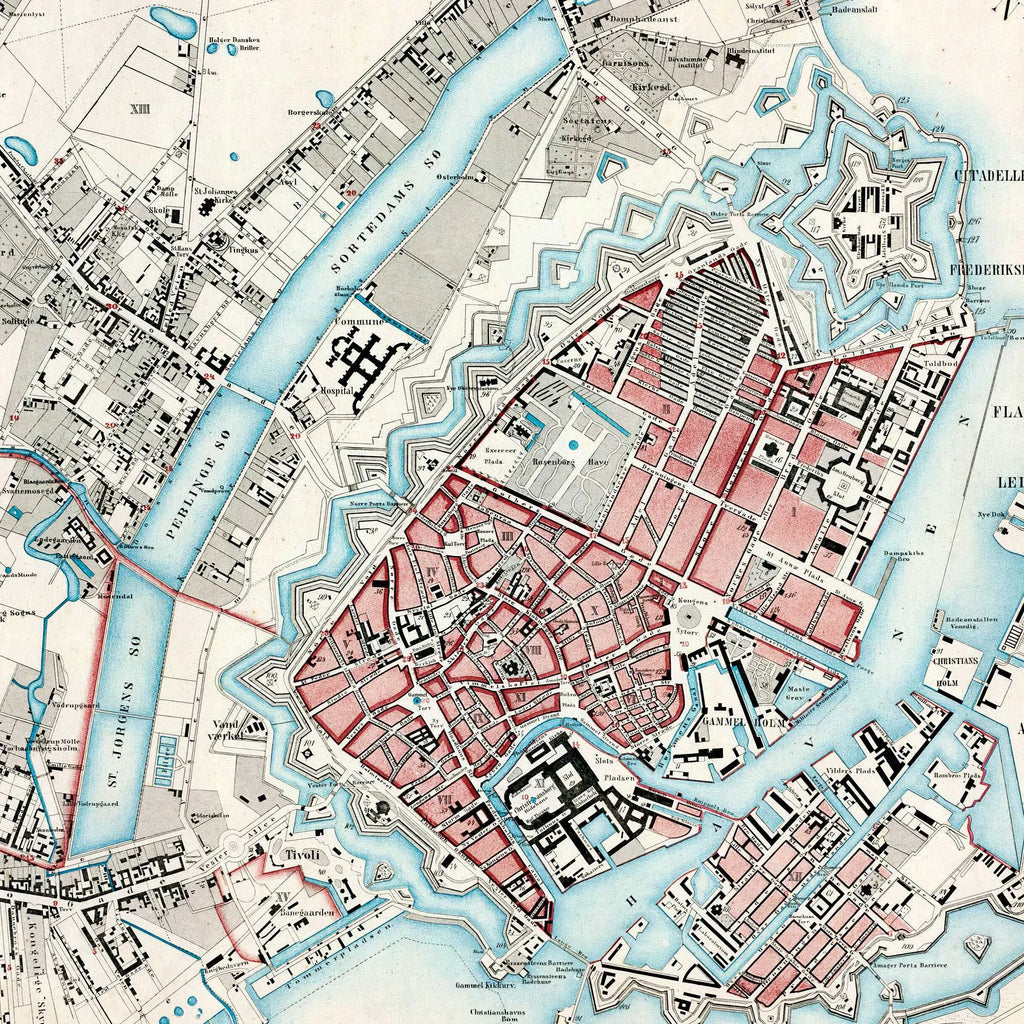 København 1860 - Historisk bykort af L. Both - 70×60 cm – billede 4