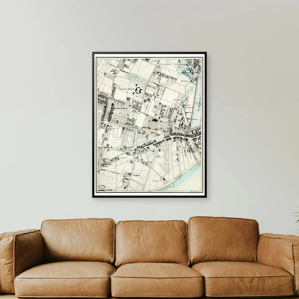 Vesterbro 1858 - Historisk kort af L. Both - 55×70 cm – billede 2