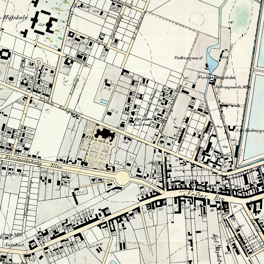 Vesterbro 1858 - Historisk kort af L. Both - 55×70 cm – billede 4