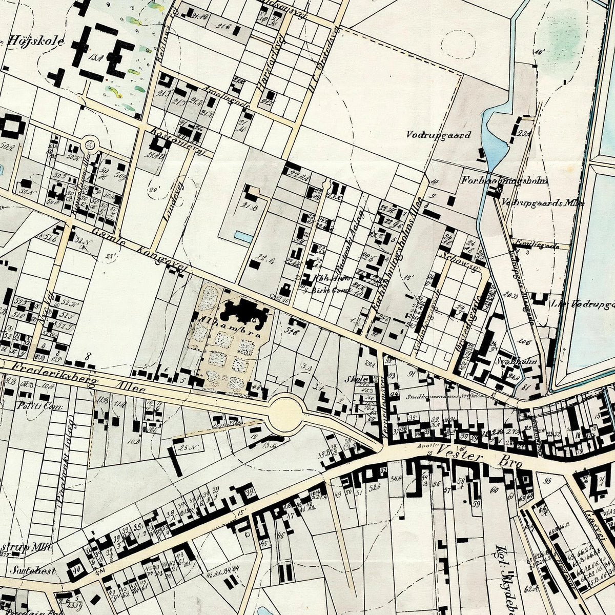 Vesterbro 1858 - Historisk kort af L. Both - 55×70 cm – billede 4