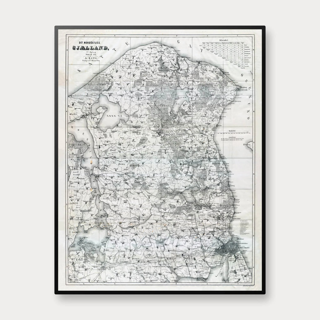 Nordøstsjælland 1881 - Historisk kort af L. Both - 55×70 cm – billede 1