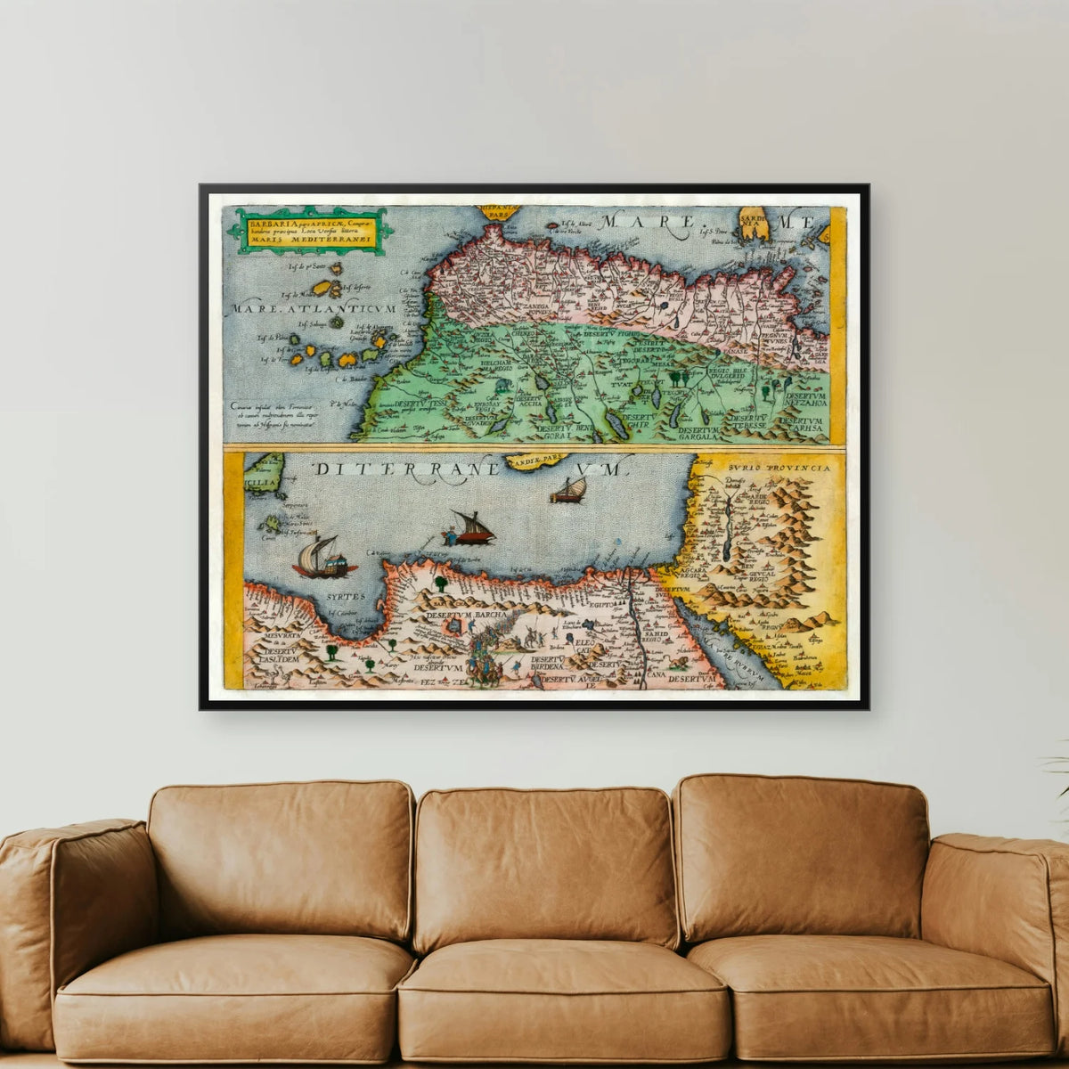 Nordafrika - Historisk kort over Middelhavskysten - 70×55 cm – billede 2