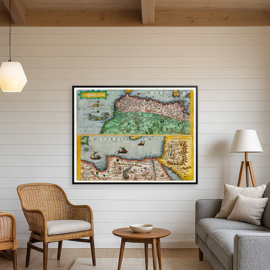 Nordafrika - Historisk kort over Middelhavskysten - 70×55 cm – billede 3