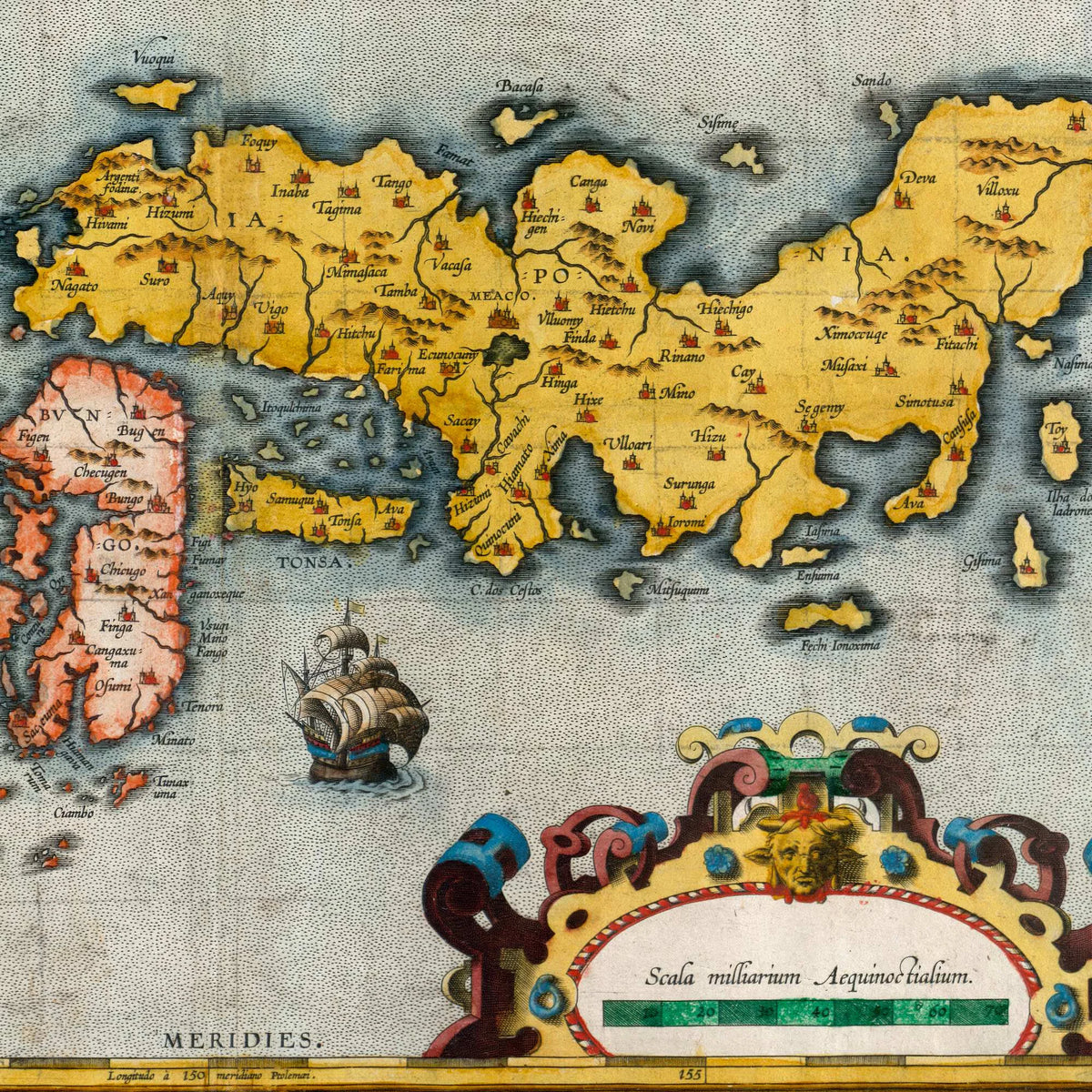 Japan 1595 - Historisk kort efter Luís Teixeira - 50×70 cm – billede 4