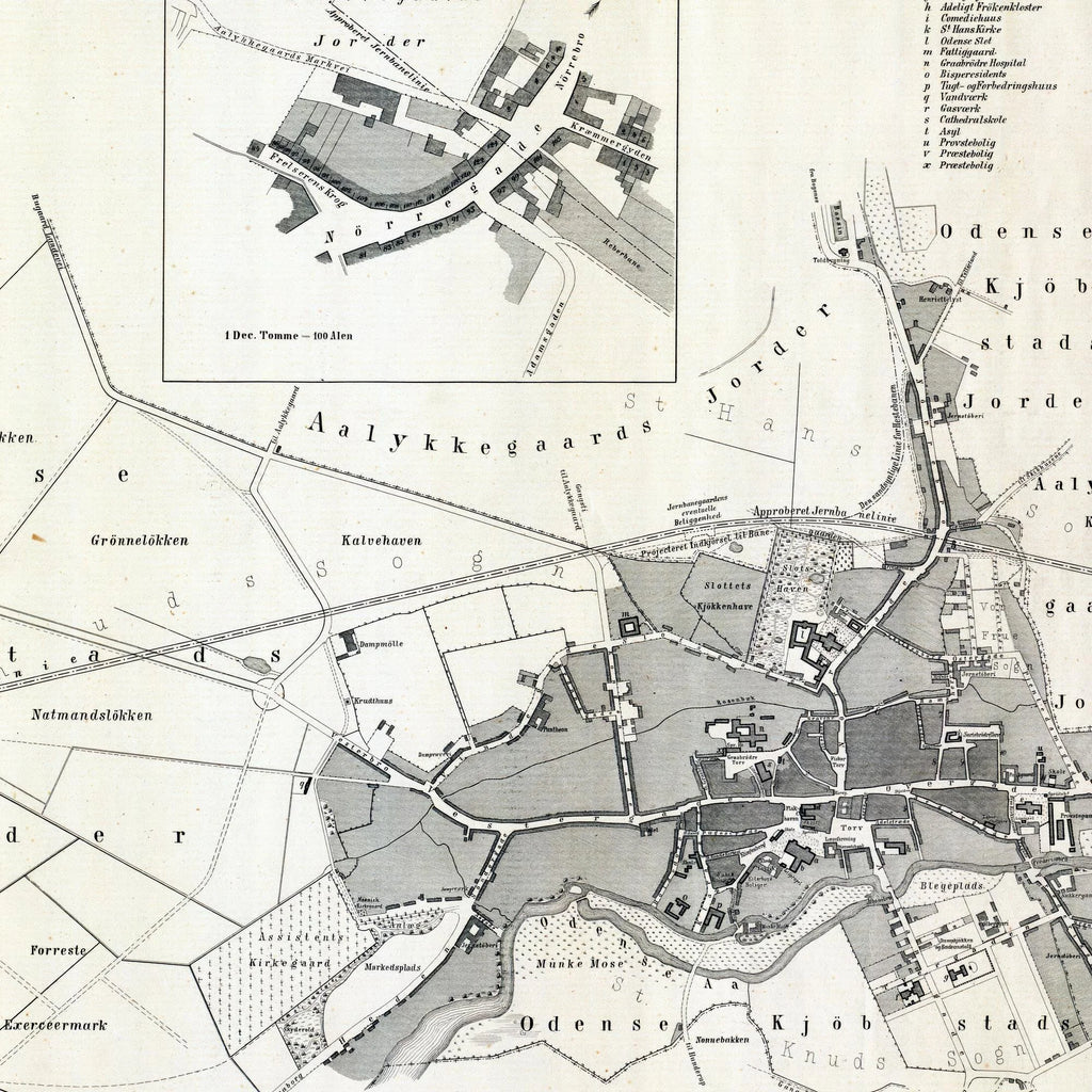 Odense 1862 - Bykort med planlagt jernbane – billede 4